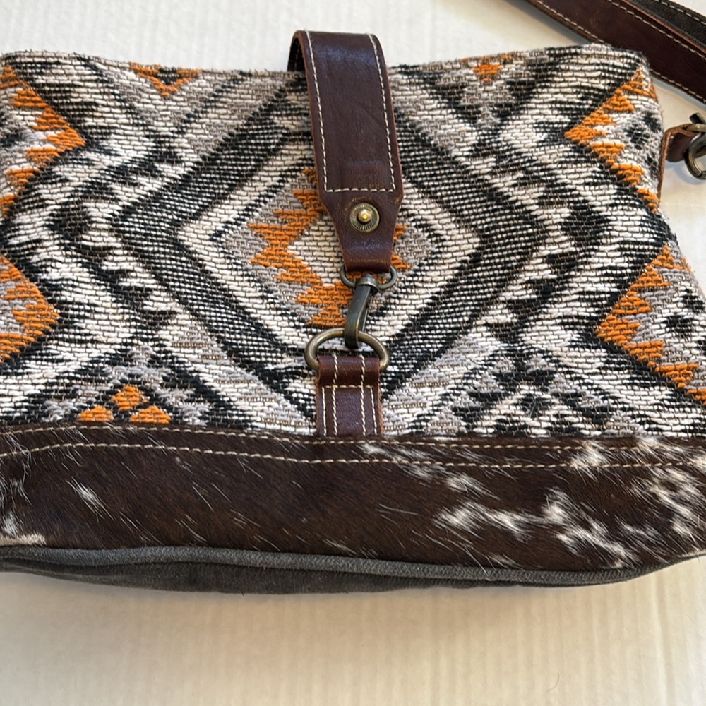 Myra Bag Brown And Orange Patterned Shoulder Bag - image 2